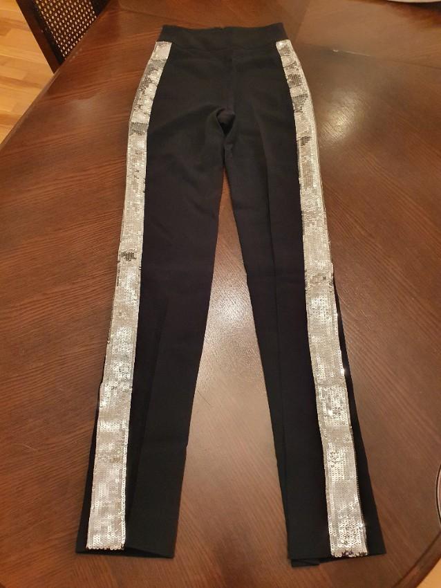 David Koma Silver Sequin Panelled Black Crepe Pants & Top
