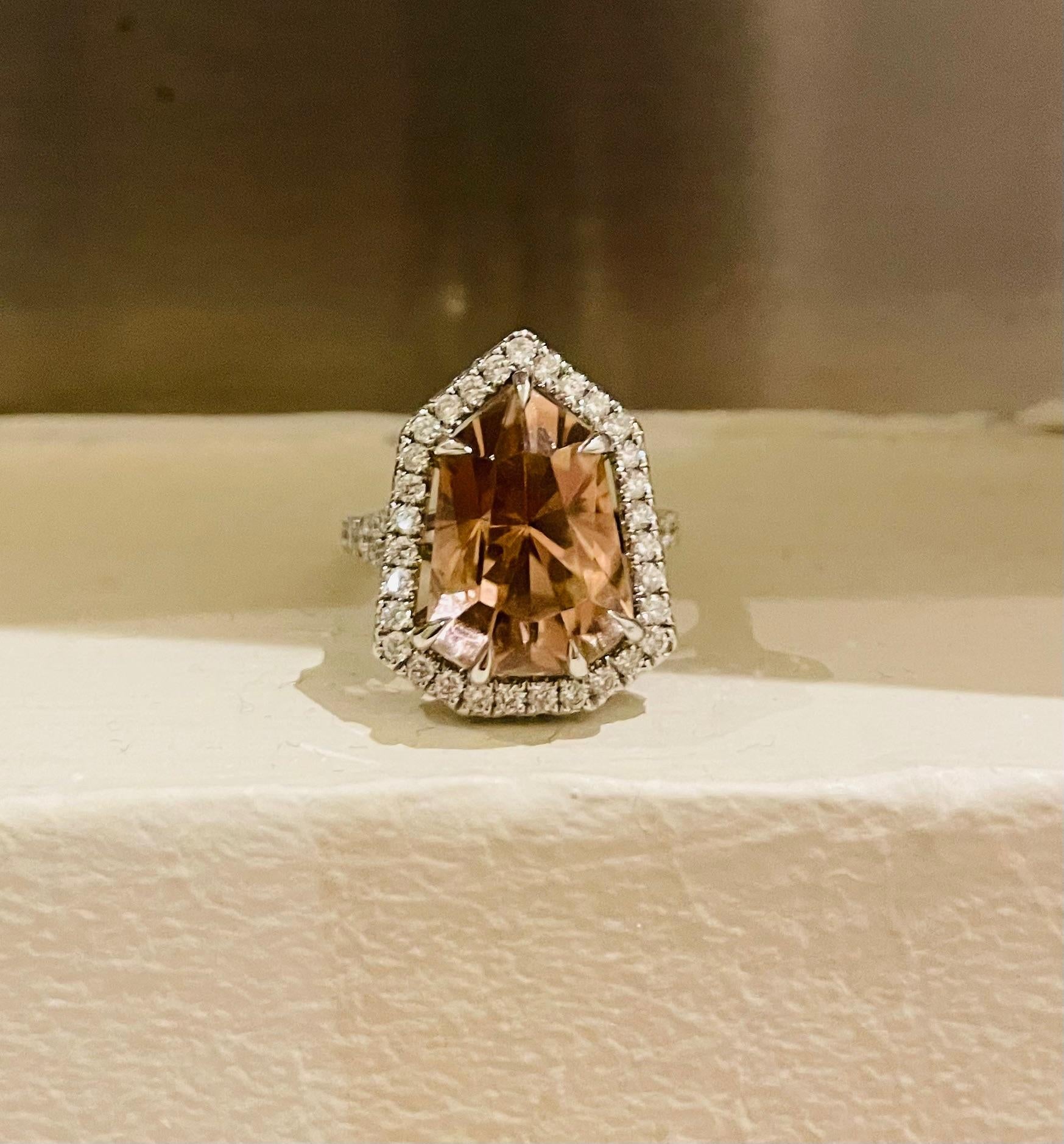 platinum, diamond & tourmaline cocktail ring K 1/2