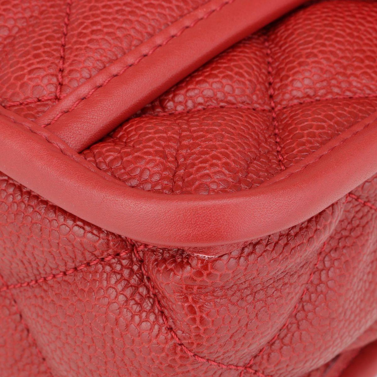 Chanel Red Caviar Leather French Riviera Flap Bag