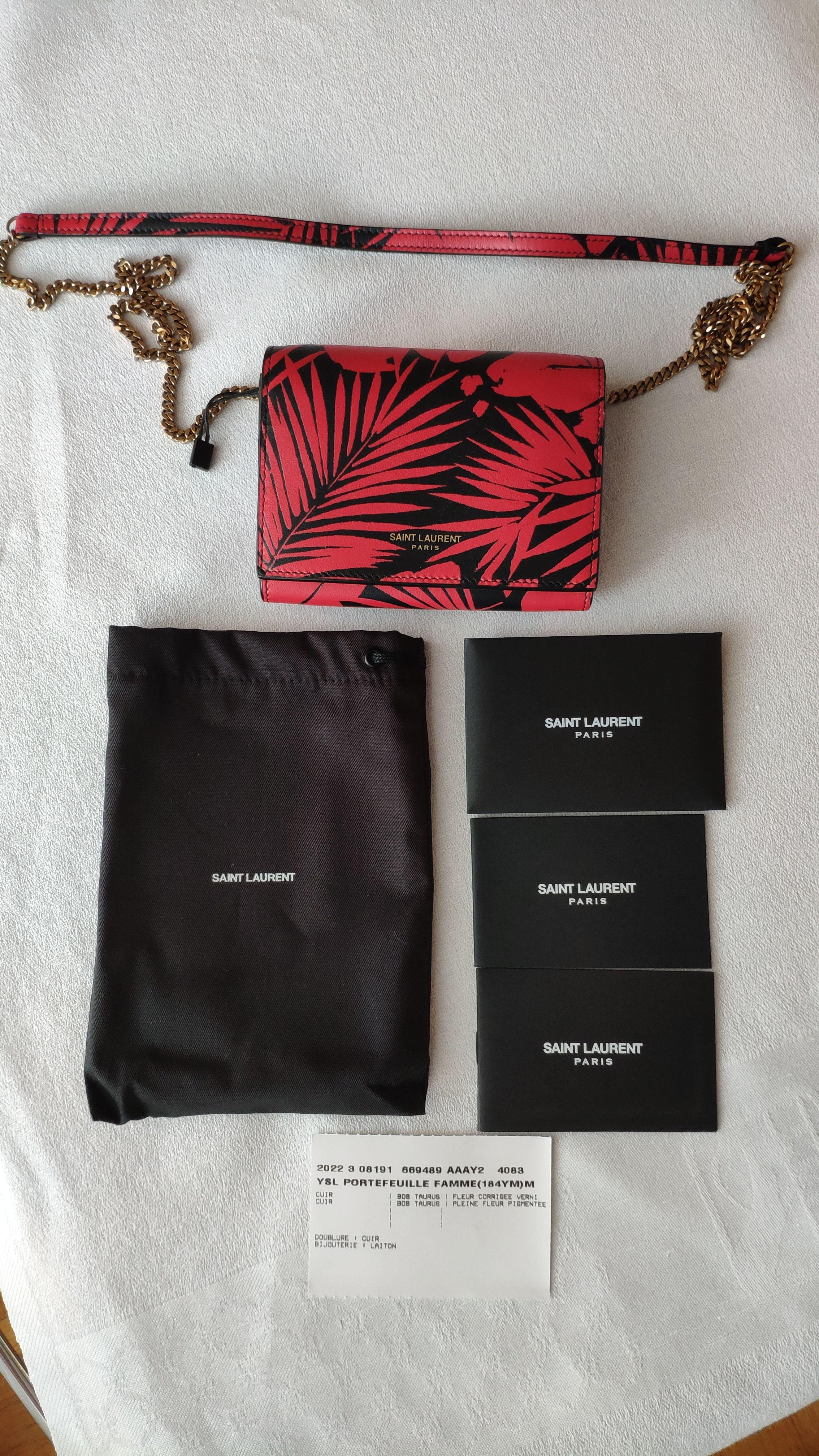 Saint Laurent Red Printed Wallet on Chain