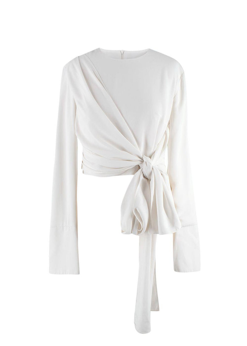 16Arlington White Long Sleeve Bow Tie Blouse