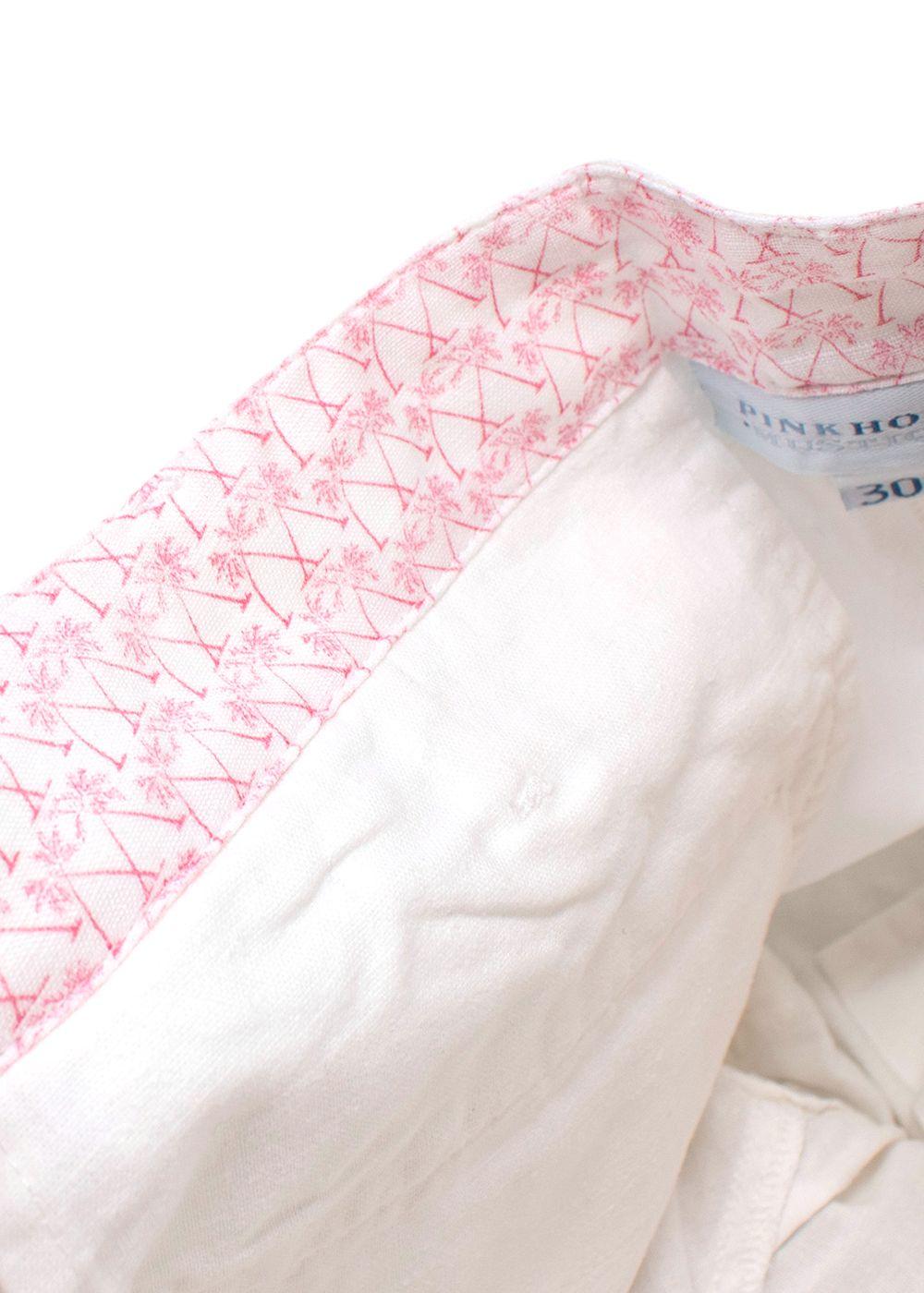 Pink House Mustique White Linen-blend Trousers
