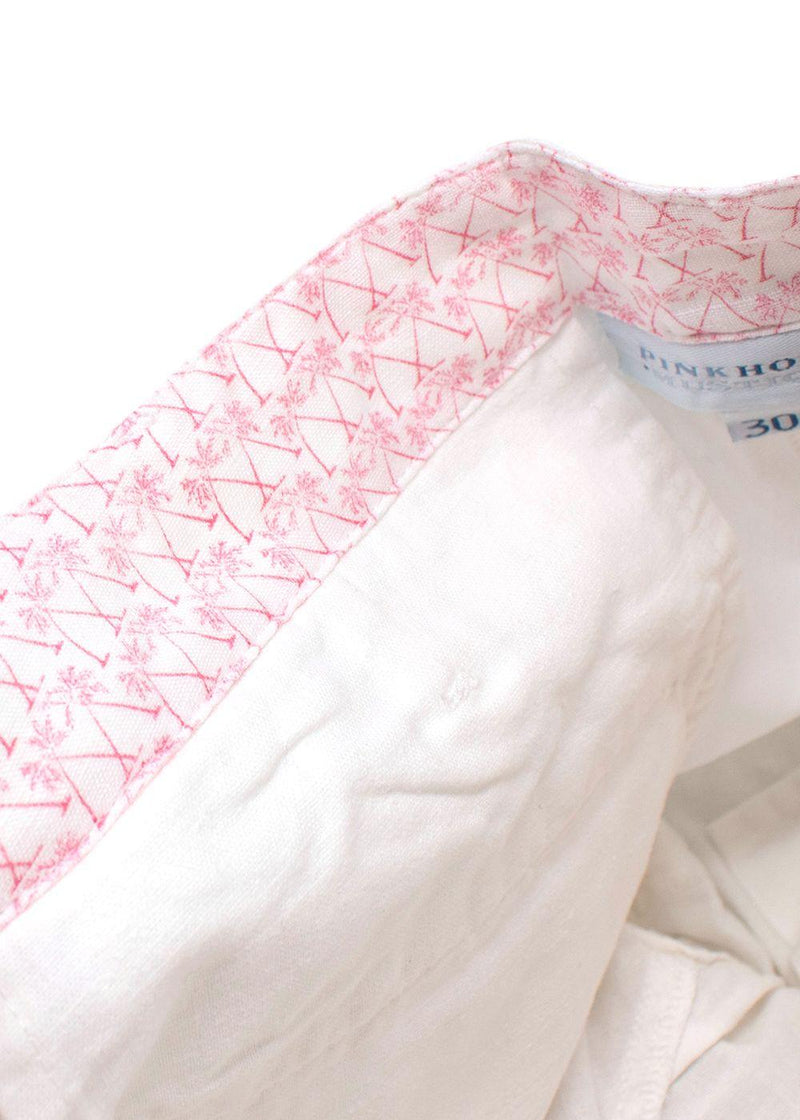 Pink House Mustique White Linen-blend Trousers
