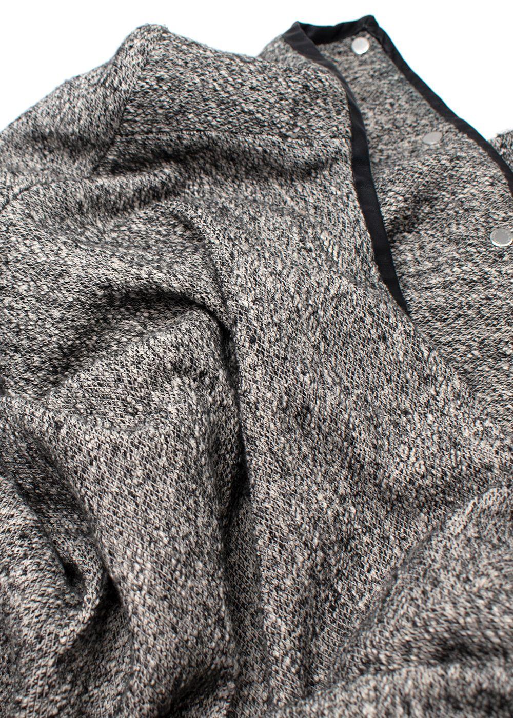 Iro Grey-black textured collarless snap-button jacket