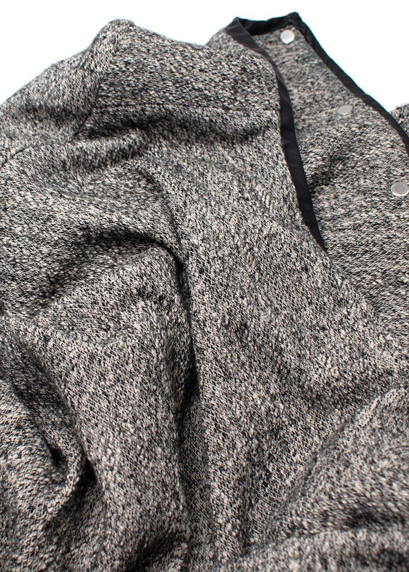 Iro Grey-black textured collarless snap-button jacket