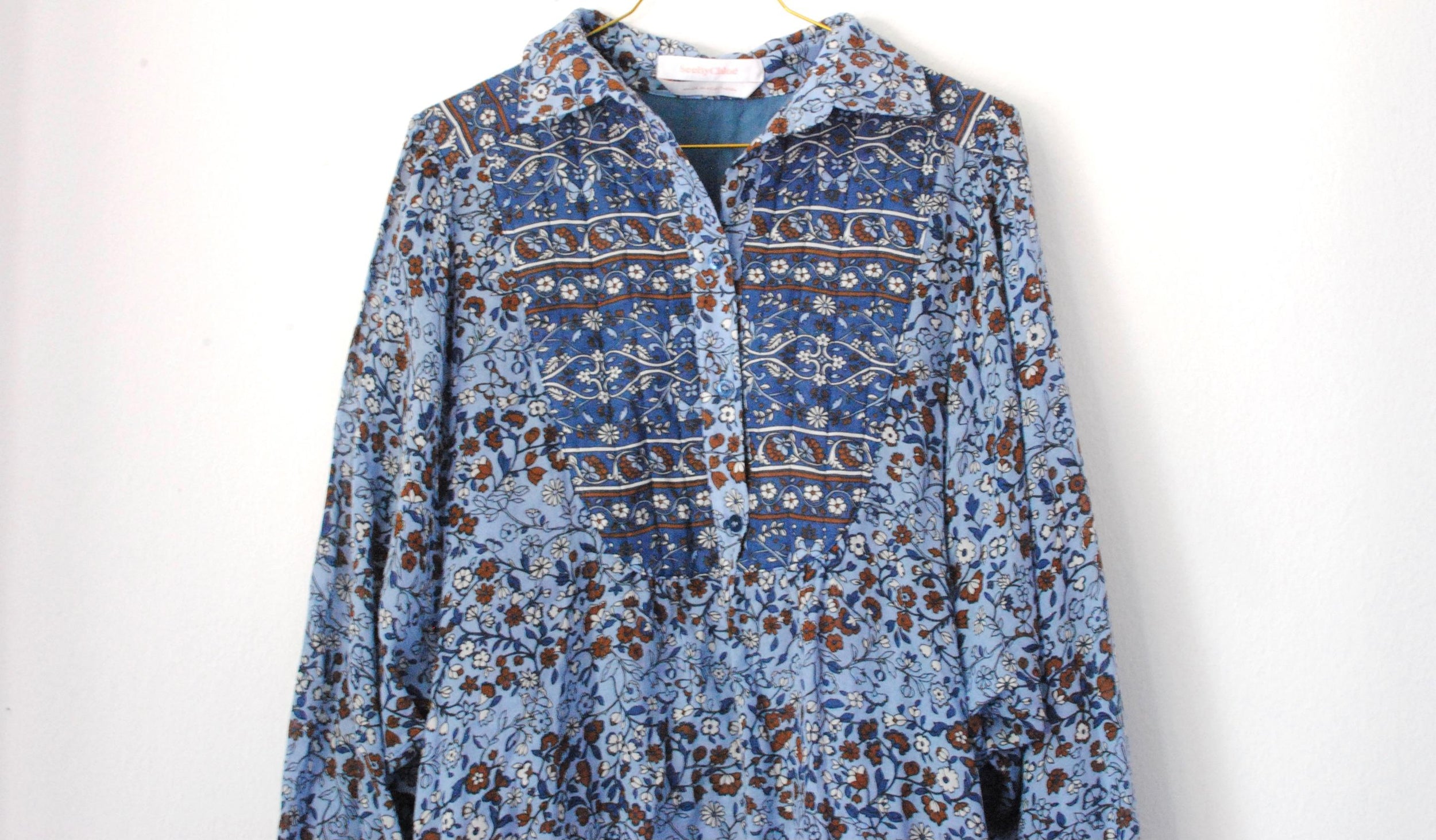 Chloe Blue Printed Cotton Top