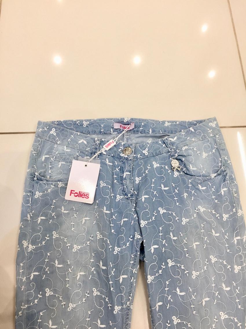 Blumarine Filigree Embroidered Pale Blue Jeans