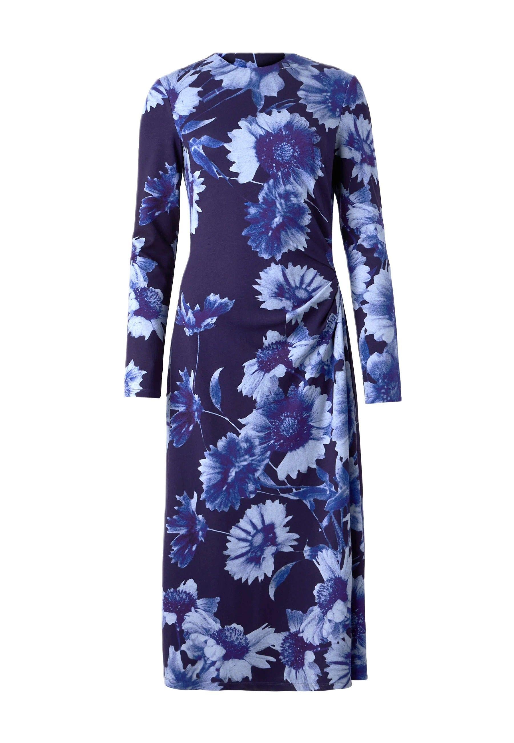 Erdem Printed Blue Jersey Midi Dress