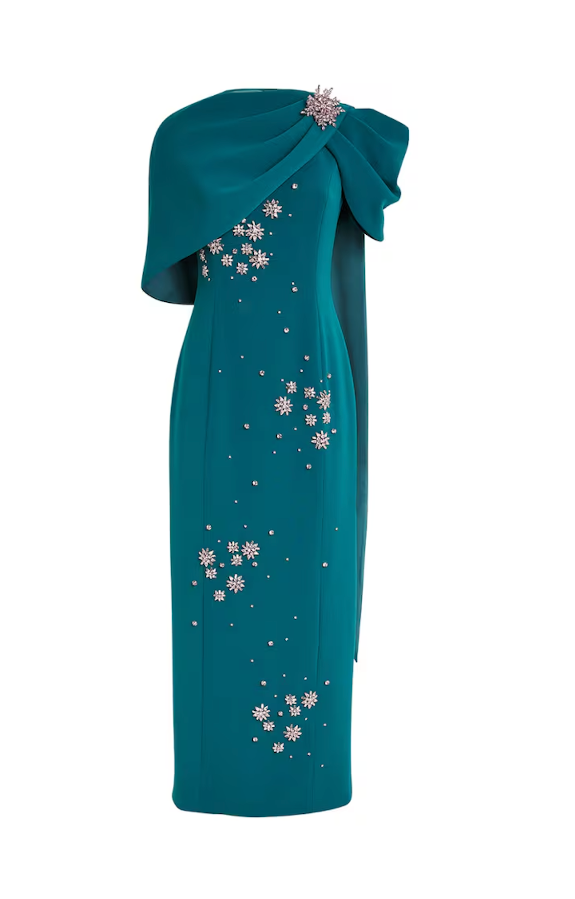 Huishan Zhang Embellished Isolde Fitted Cape Gown