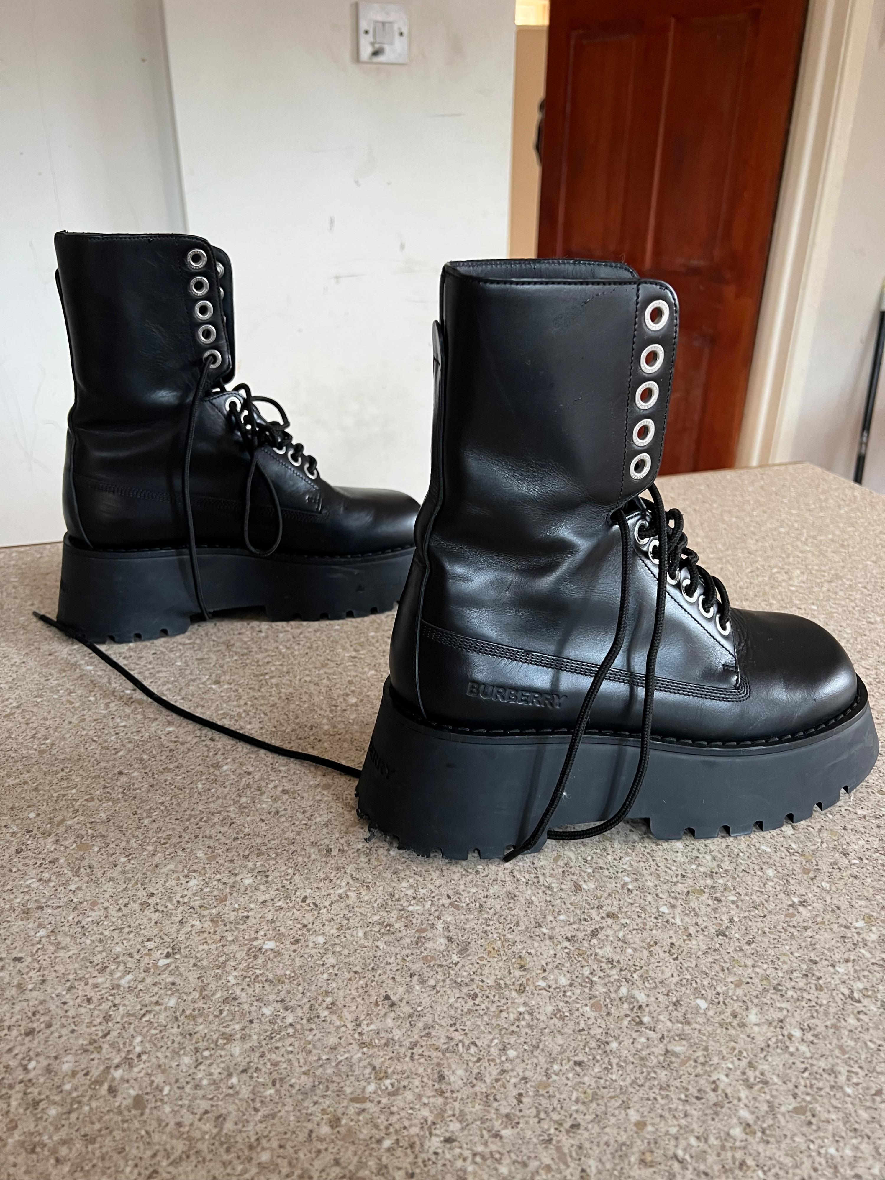Burberry Black Leather Biker Boots