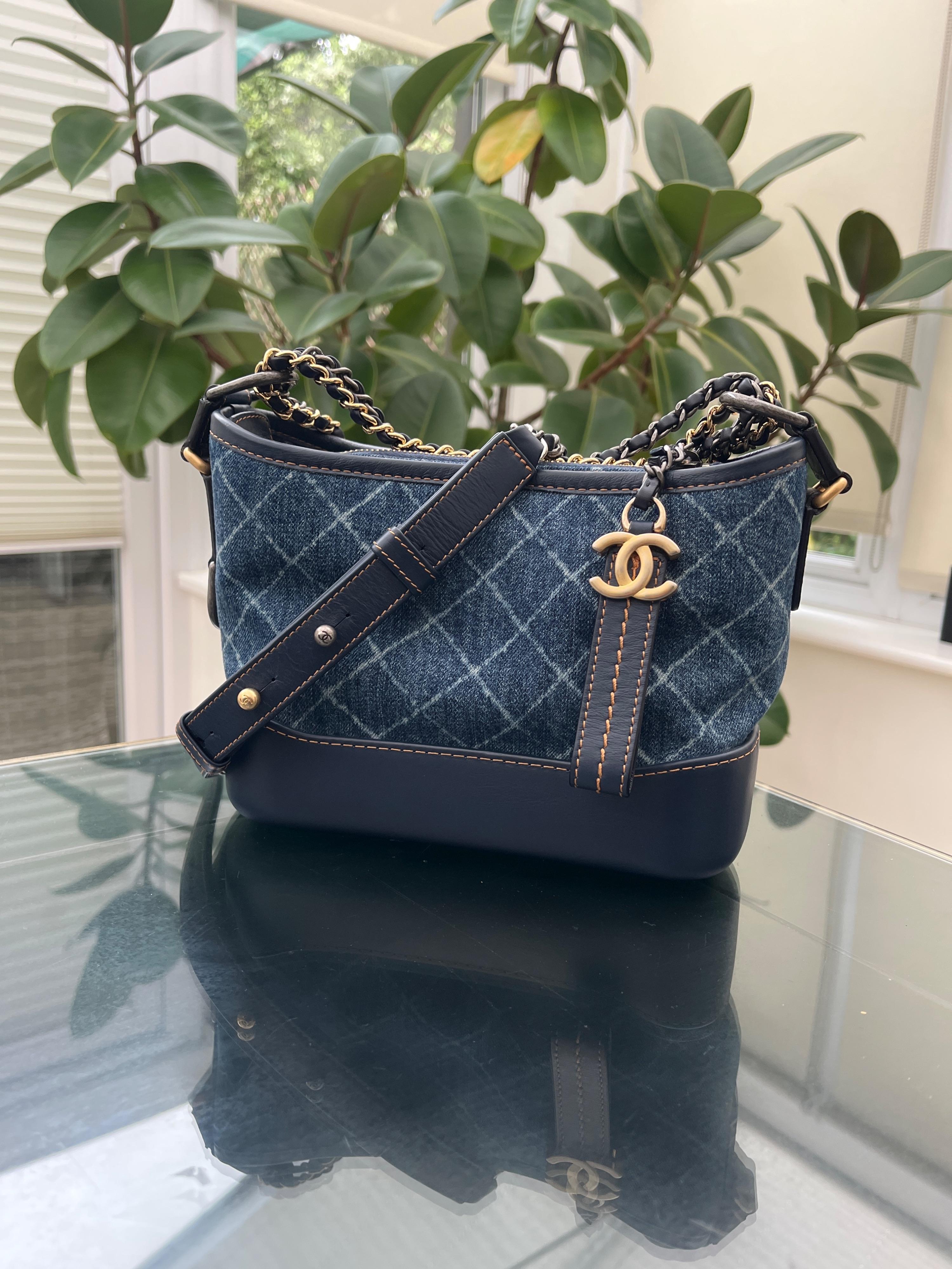 Chanel Small Denim and Calfskin Gabrielle Hobo