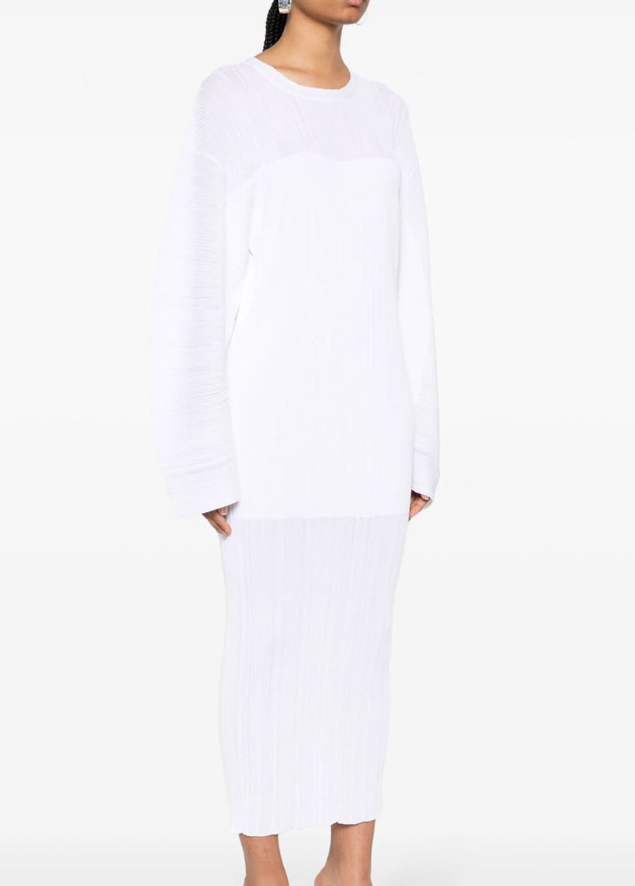 Stella McCartney Plissé Fine-knit Midi Dress