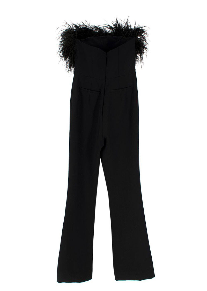 Safiyaa Black Myrine Feather-trimmed Jumpsuit