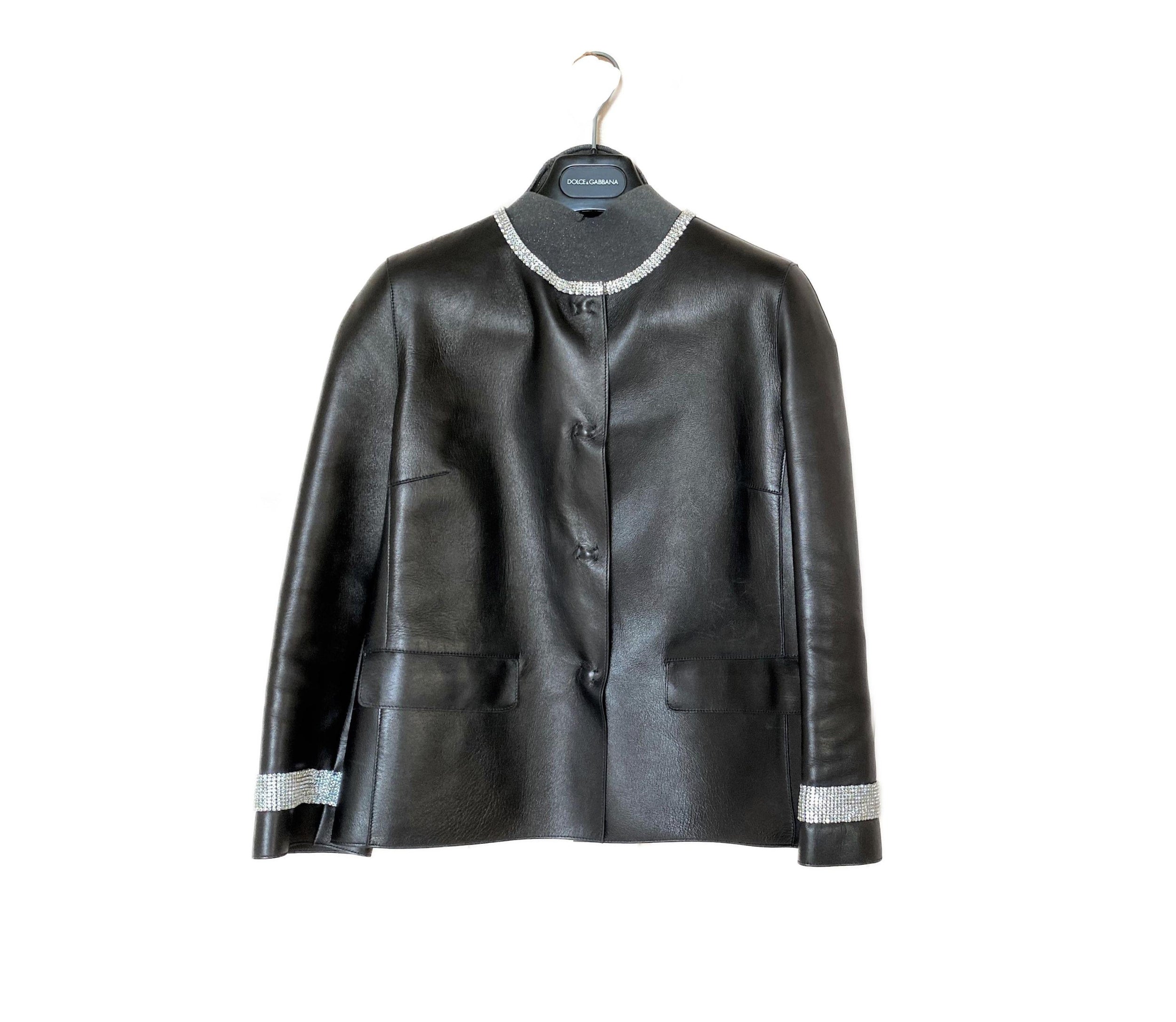 black leather cropped jacket