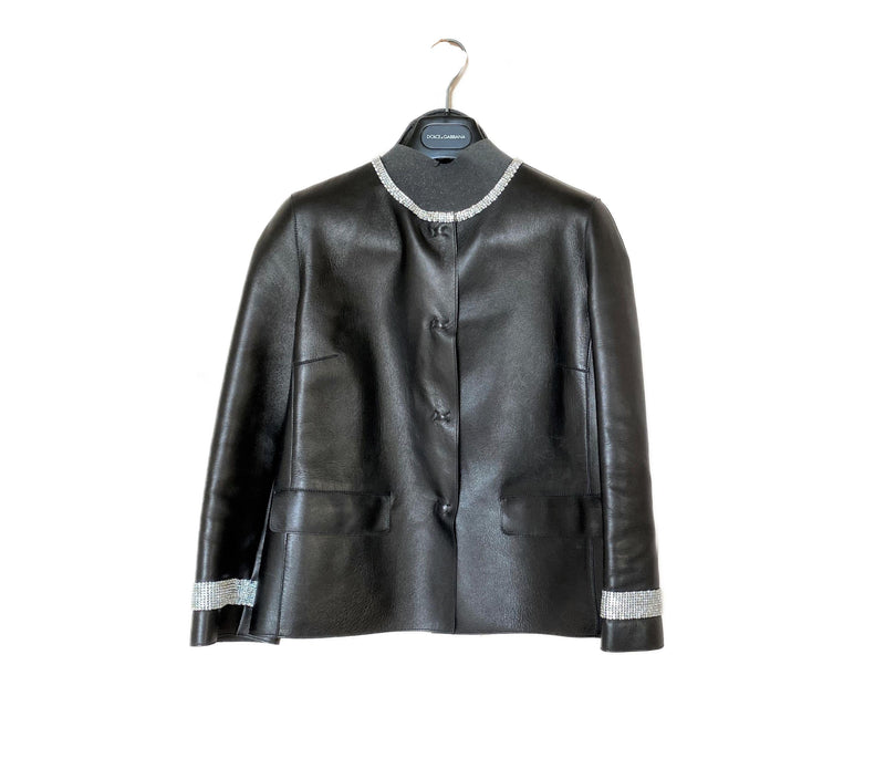 black leather cropped jacket