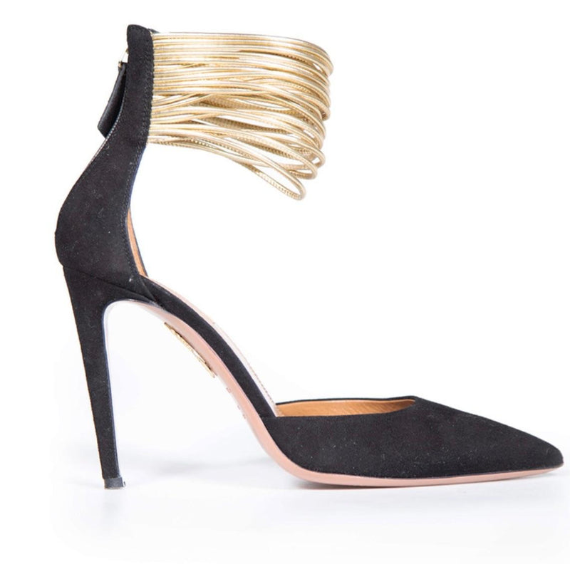 Aquazzura Black Hello Lover Suede Heels