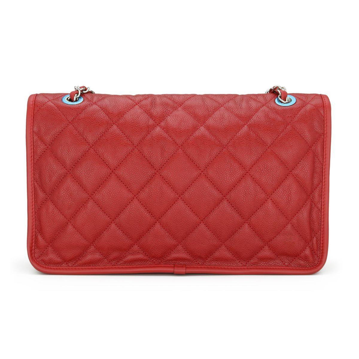 Chanel Red Caviar Leather French Riviera Flap Bag