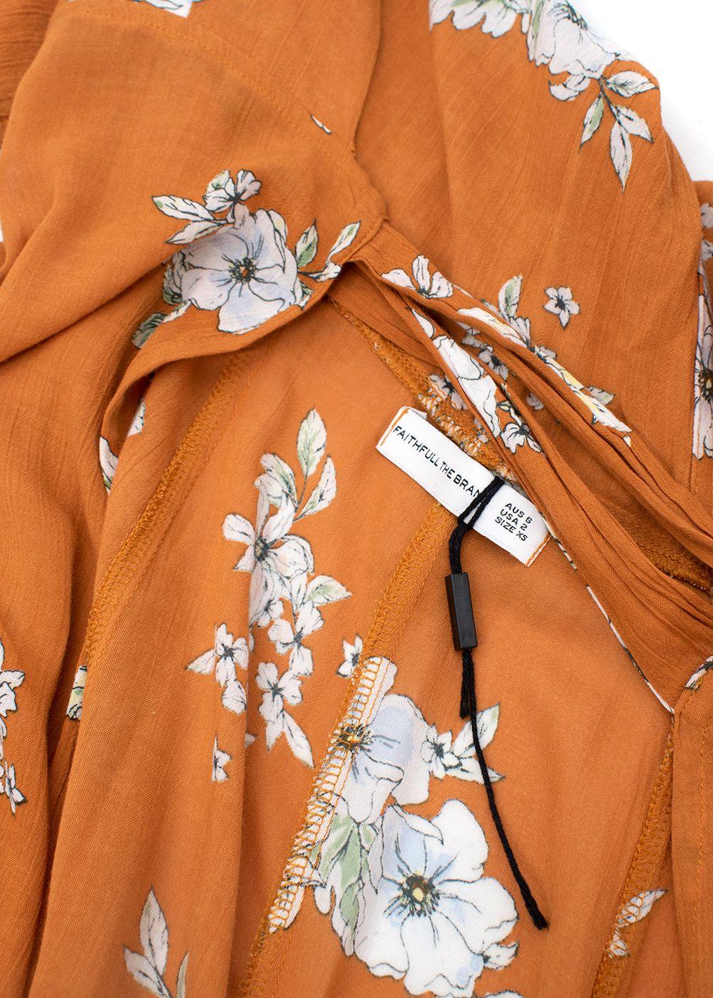 orange floral wrap dress