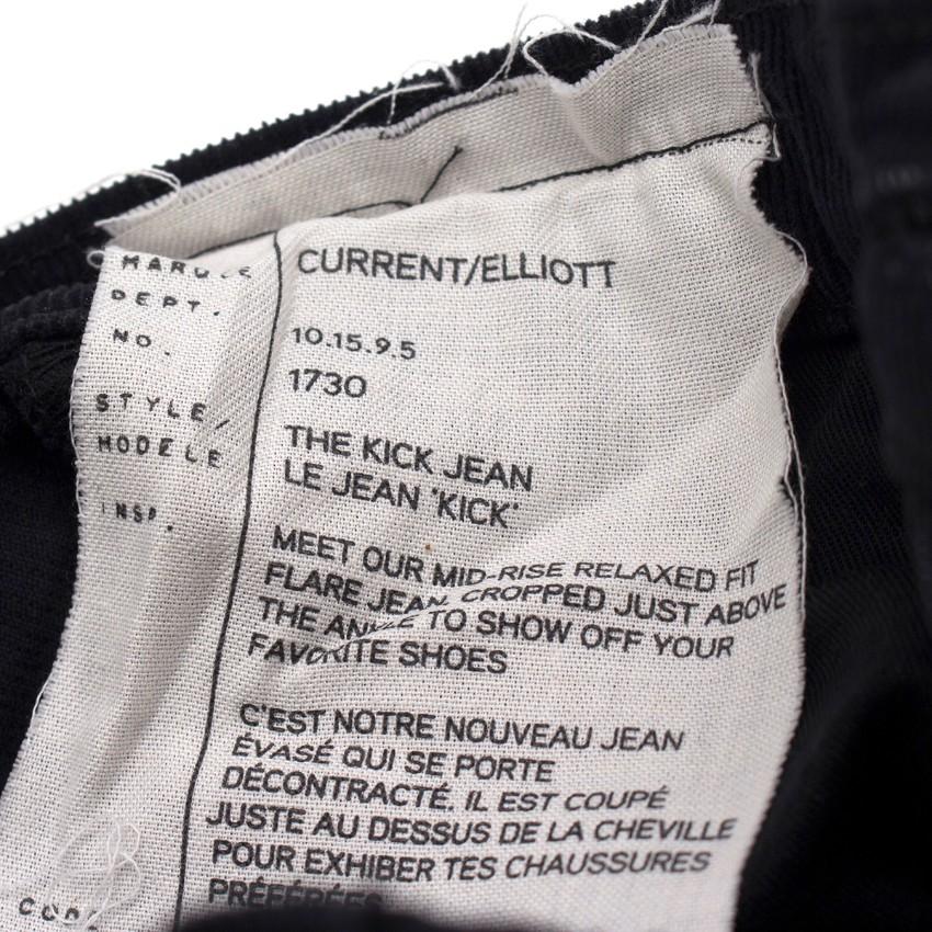 Current/Elliott 'The Kick Jean' Black Corduroy Trousers