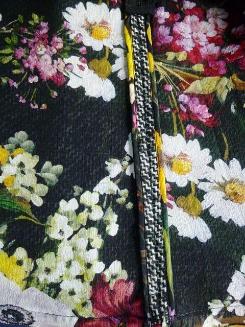 Floral Trimmed Tweed Skirt