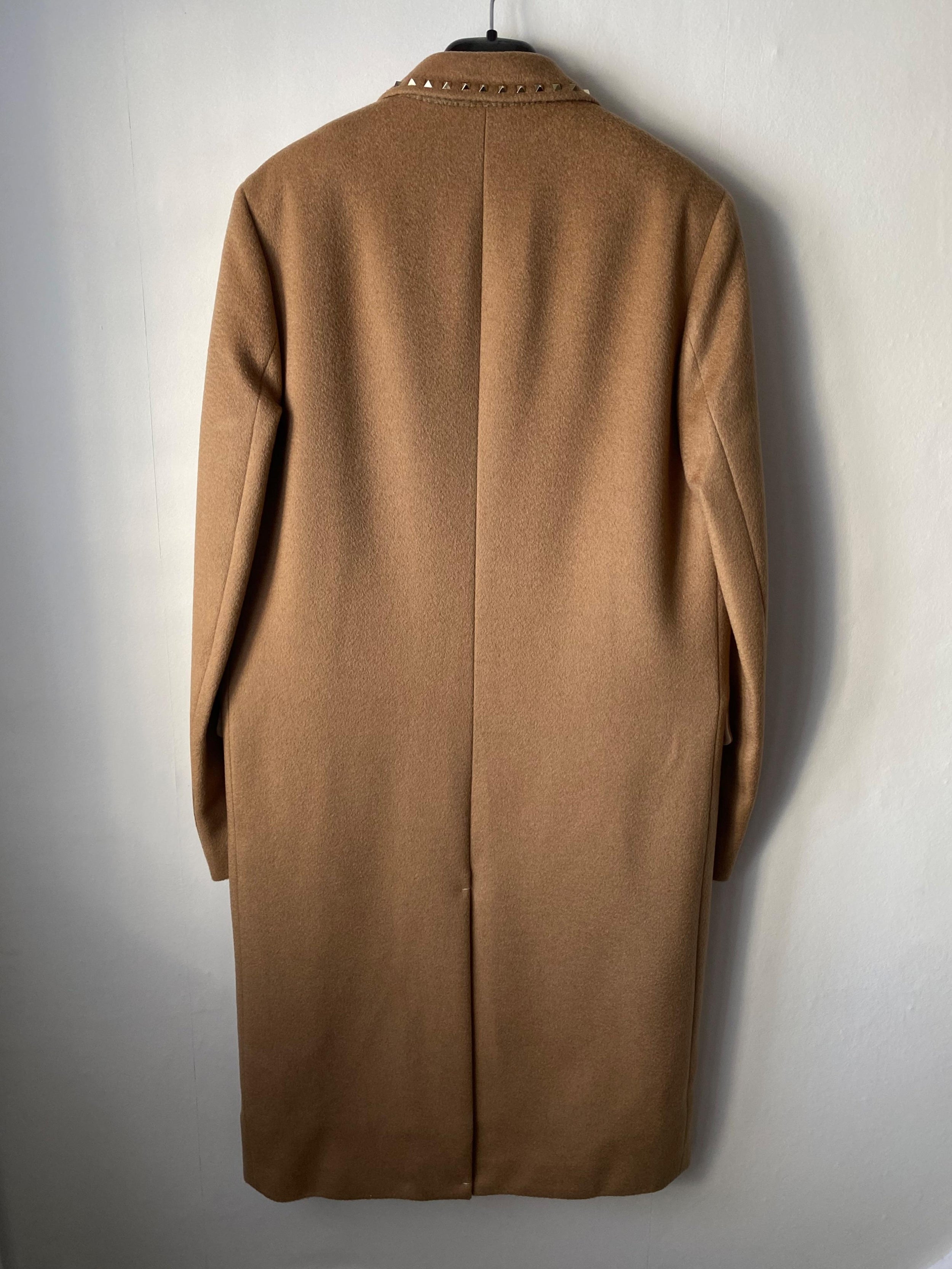 Camel Wood Rockstud Detail Coat