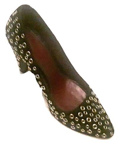 Prada Black and Gold Eyelet Pumps
