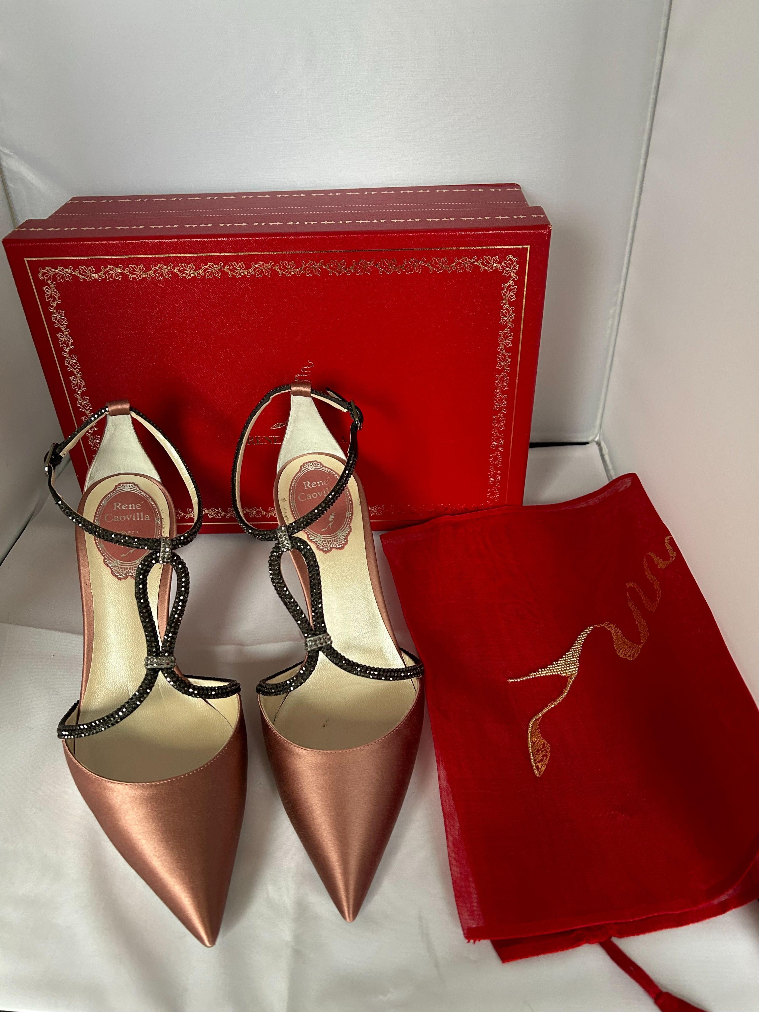 Rene Caovilla Pink Satin Heels