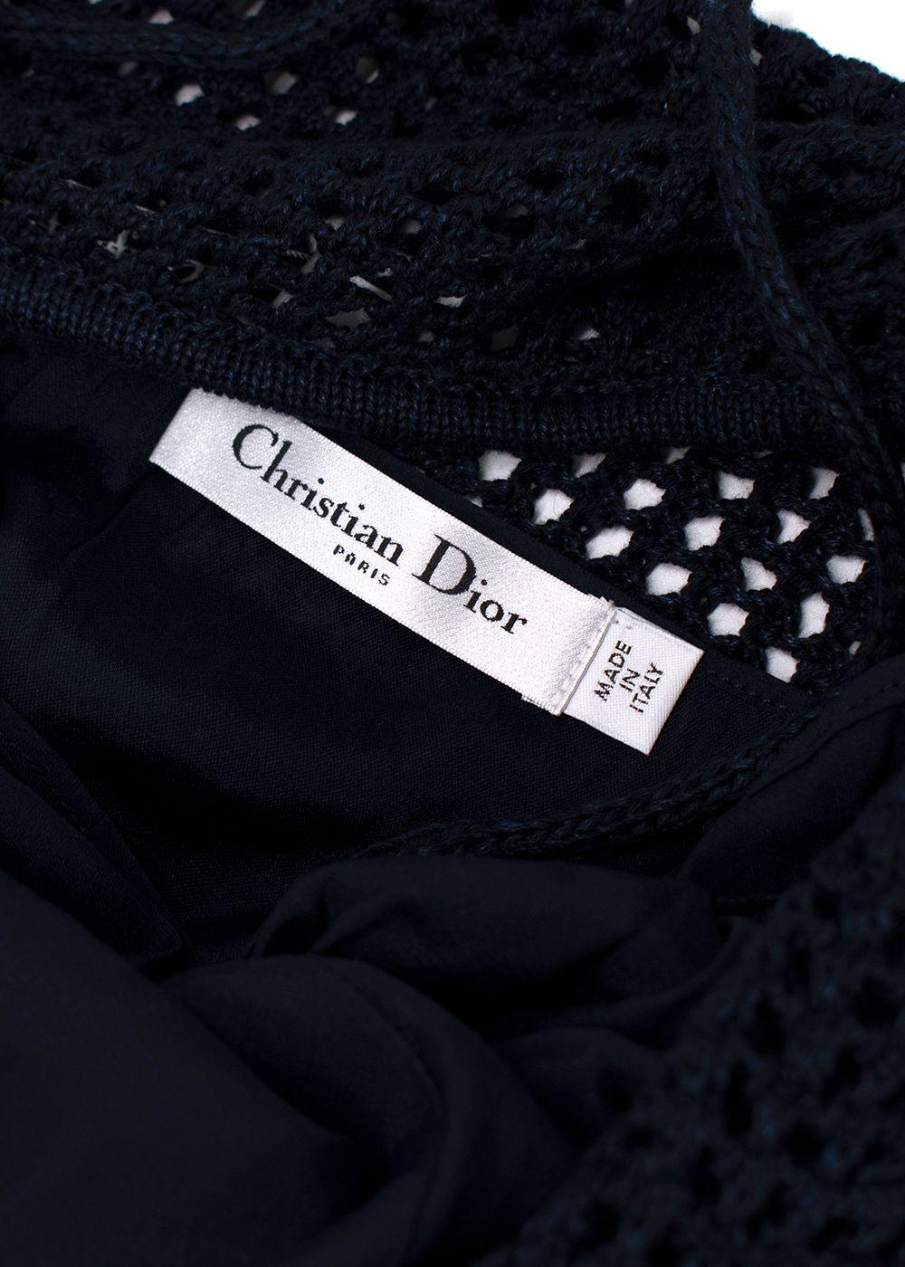 Dior Navy Blue Linen Blend Knitted Tassel Jumper