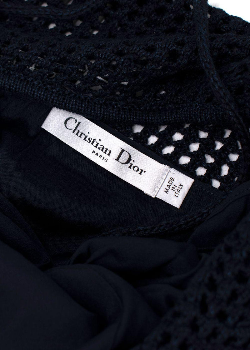 Dior Navy Blue Linen Blend Knitted Tassel Jumper