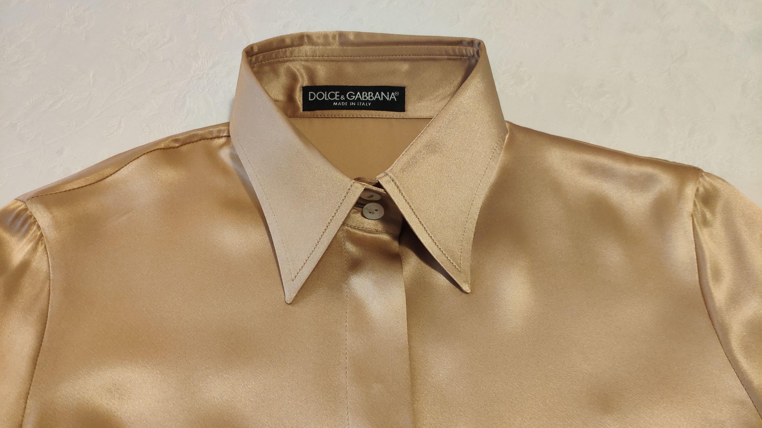 Dolce & Gabbana Champagne Gold Silk Shirt