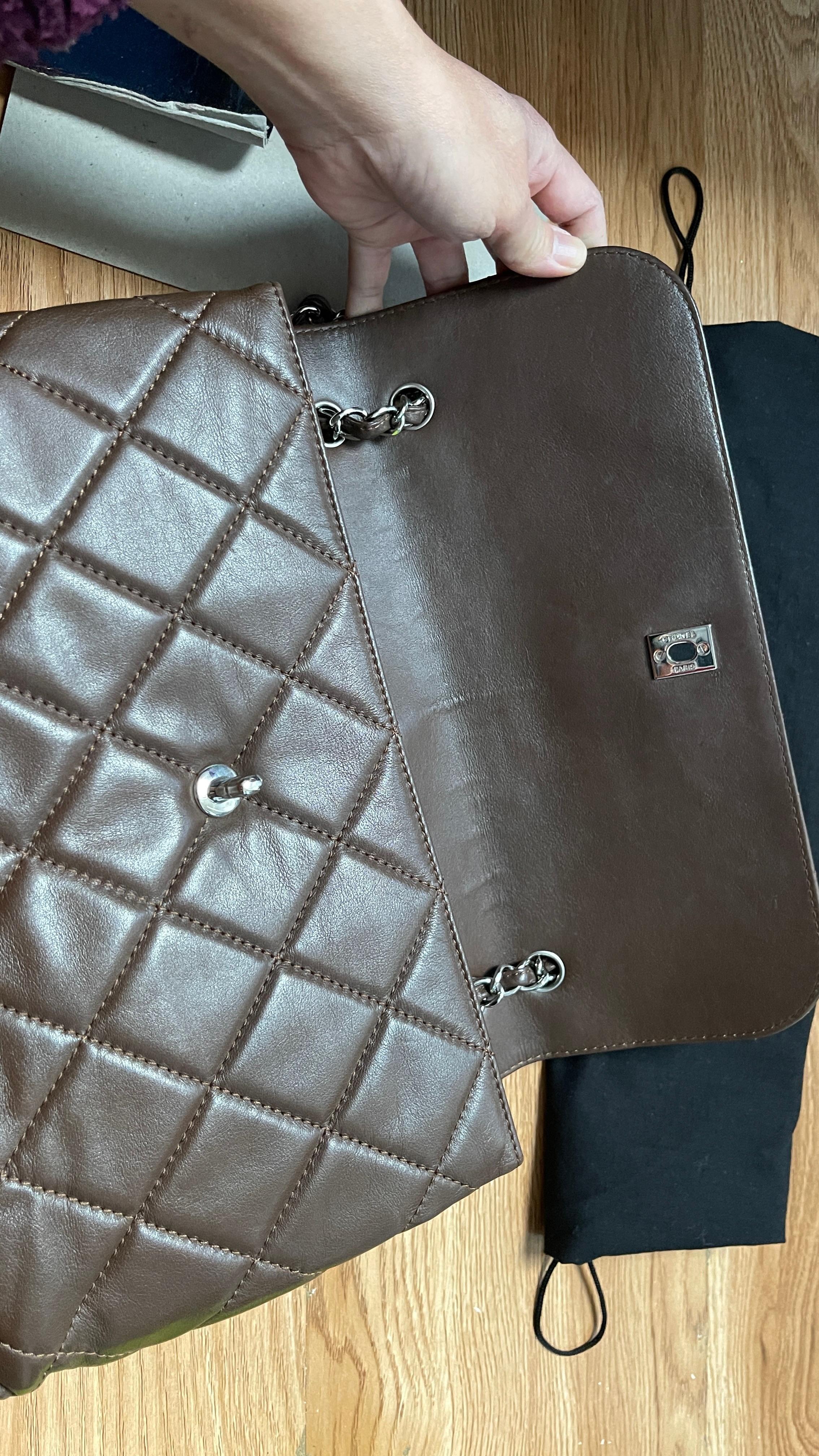 Brown Quilted Leather Business Shoulder Bag