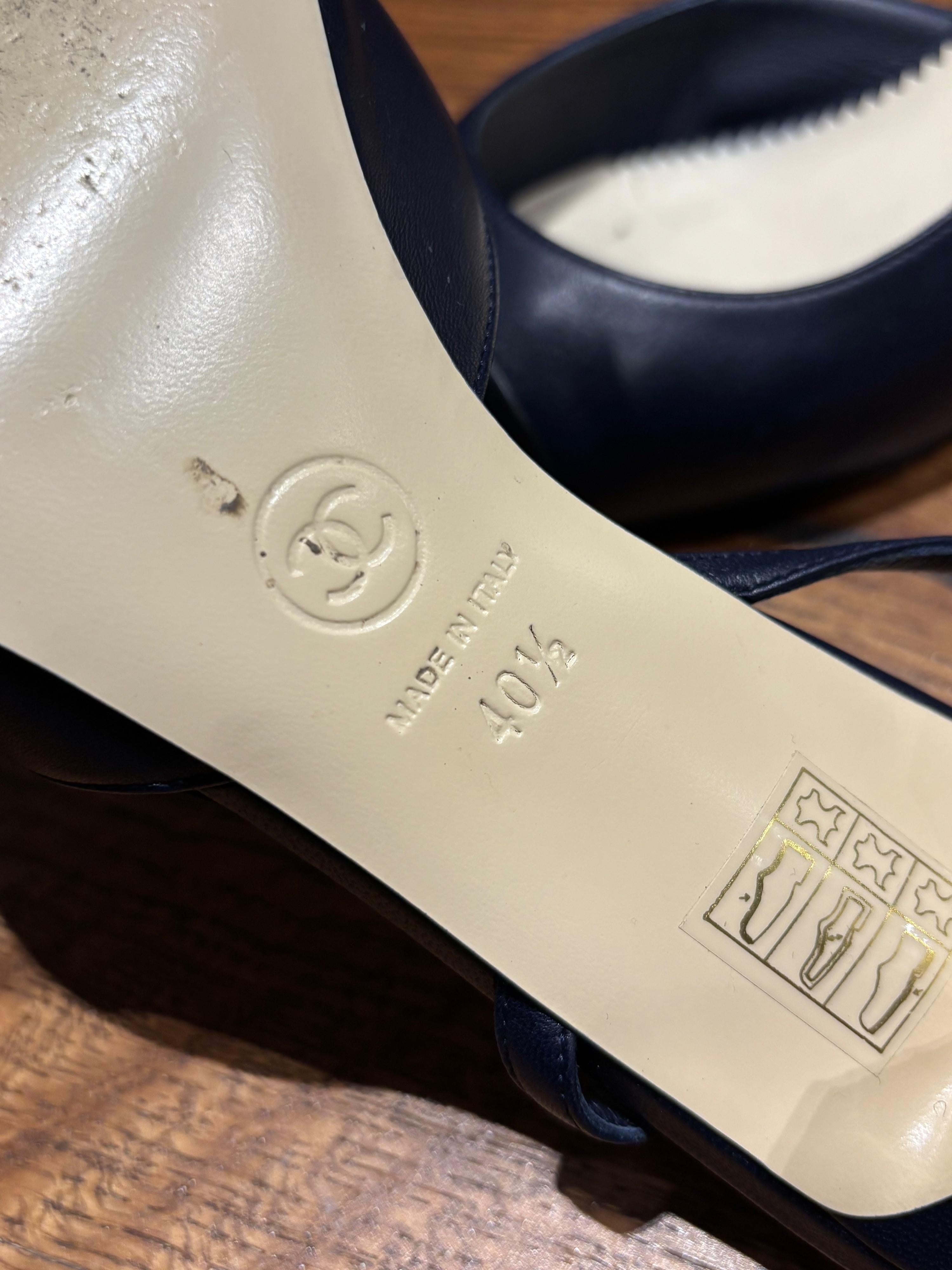 Chanel Bicolour Leather Slingback Sandals