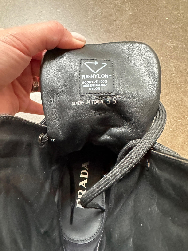 Prada Black Re- Nylon Combat Boots
