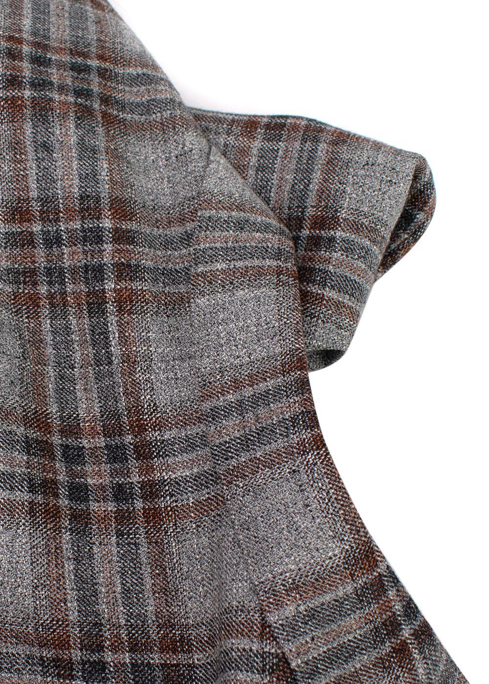 Pal Zileri Vicenza Grey Check Wool, Linen & Silk Blazer