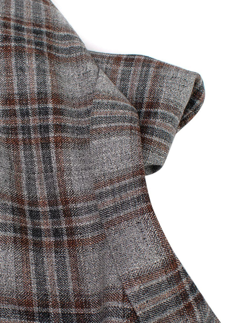 Pal Zileri Vicenza Grey Check Wool, Linen & Silk Blazer
