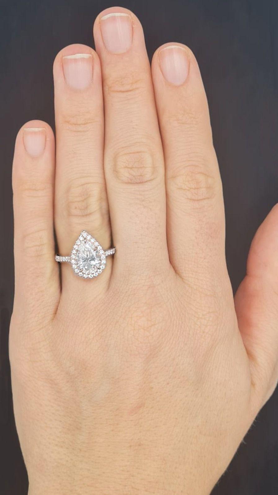Verde 5ct IGI Certified Lab Grown Pear Cut Diamond Halo Ring