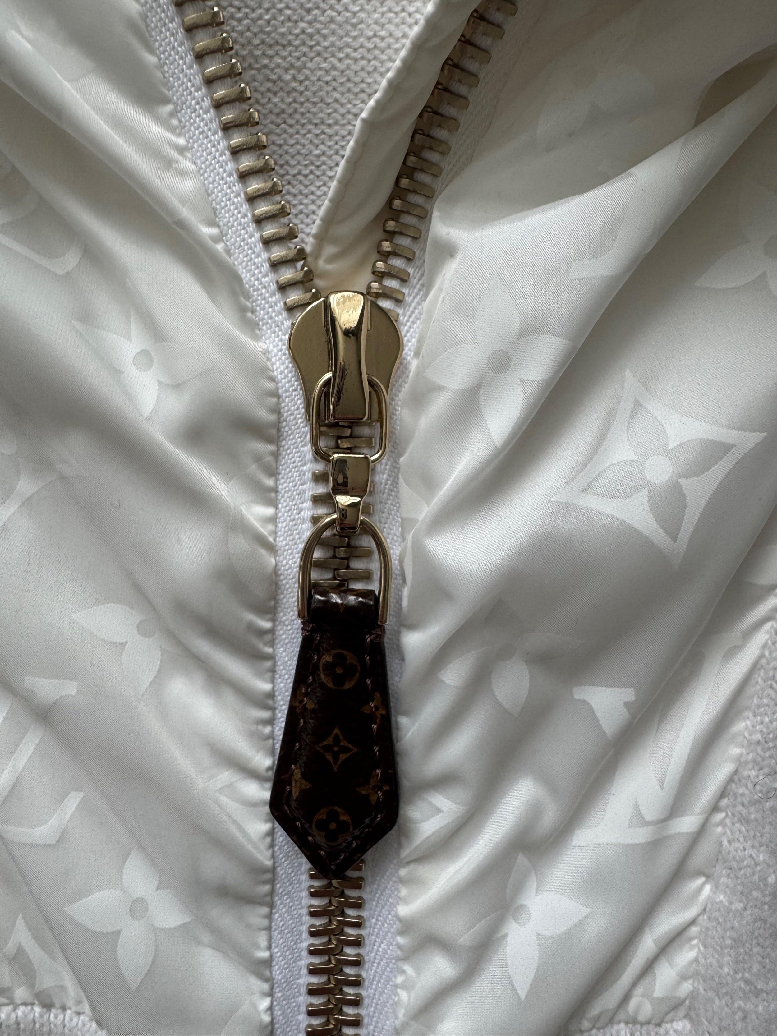 Louis Vuitton Cream Sleeveless Hooded Bi-Fabric Knit Jacket