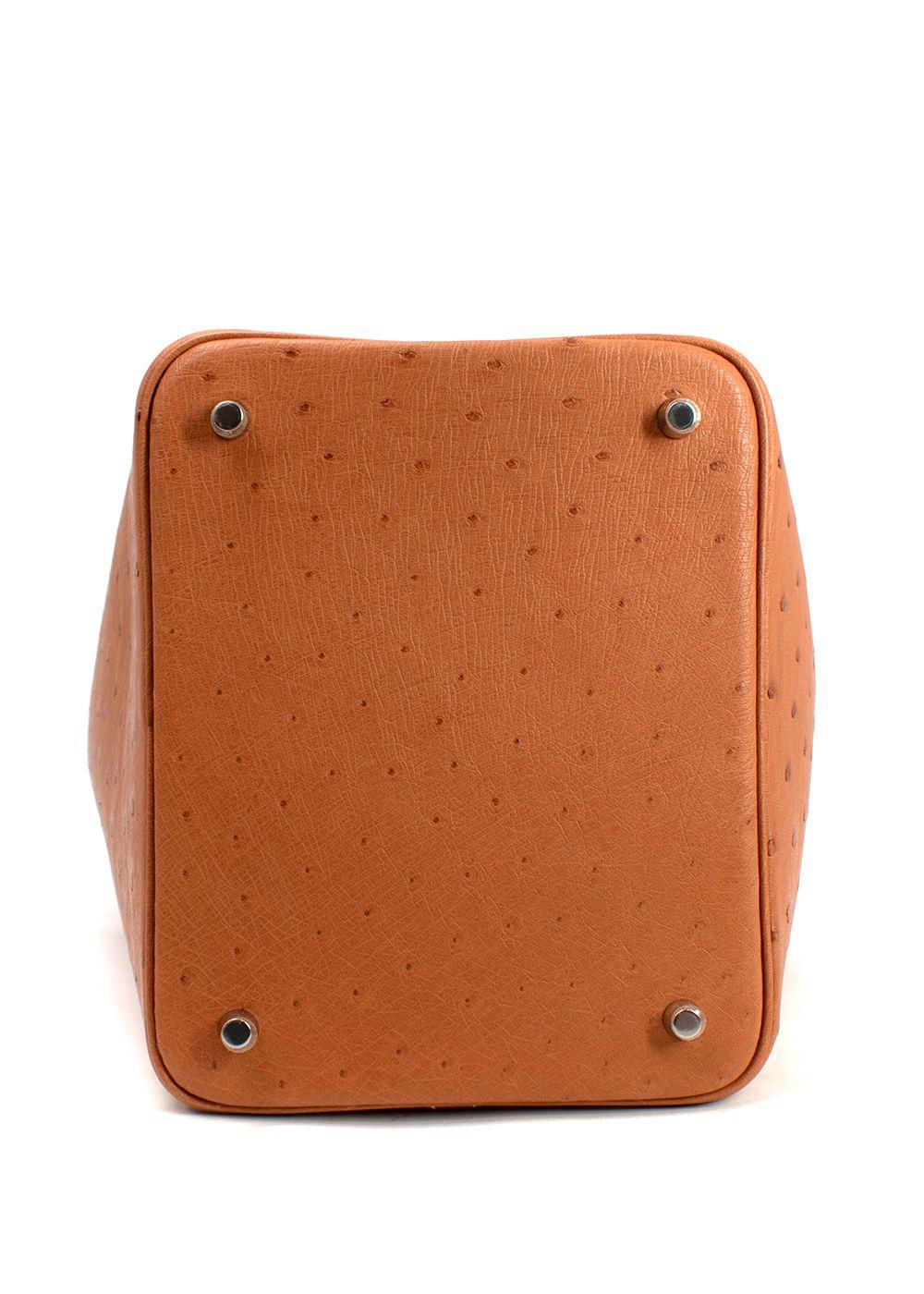 Hermes  Picotin Lock 22 in Gold Ostrich Leather with Palladium Hardware