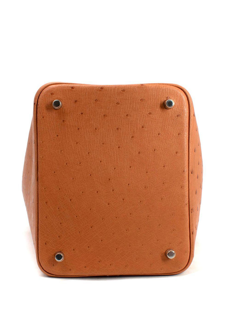 Hermes  Picotin Lock 22 in Gold Ostrich Leather with Palladium Hardware
