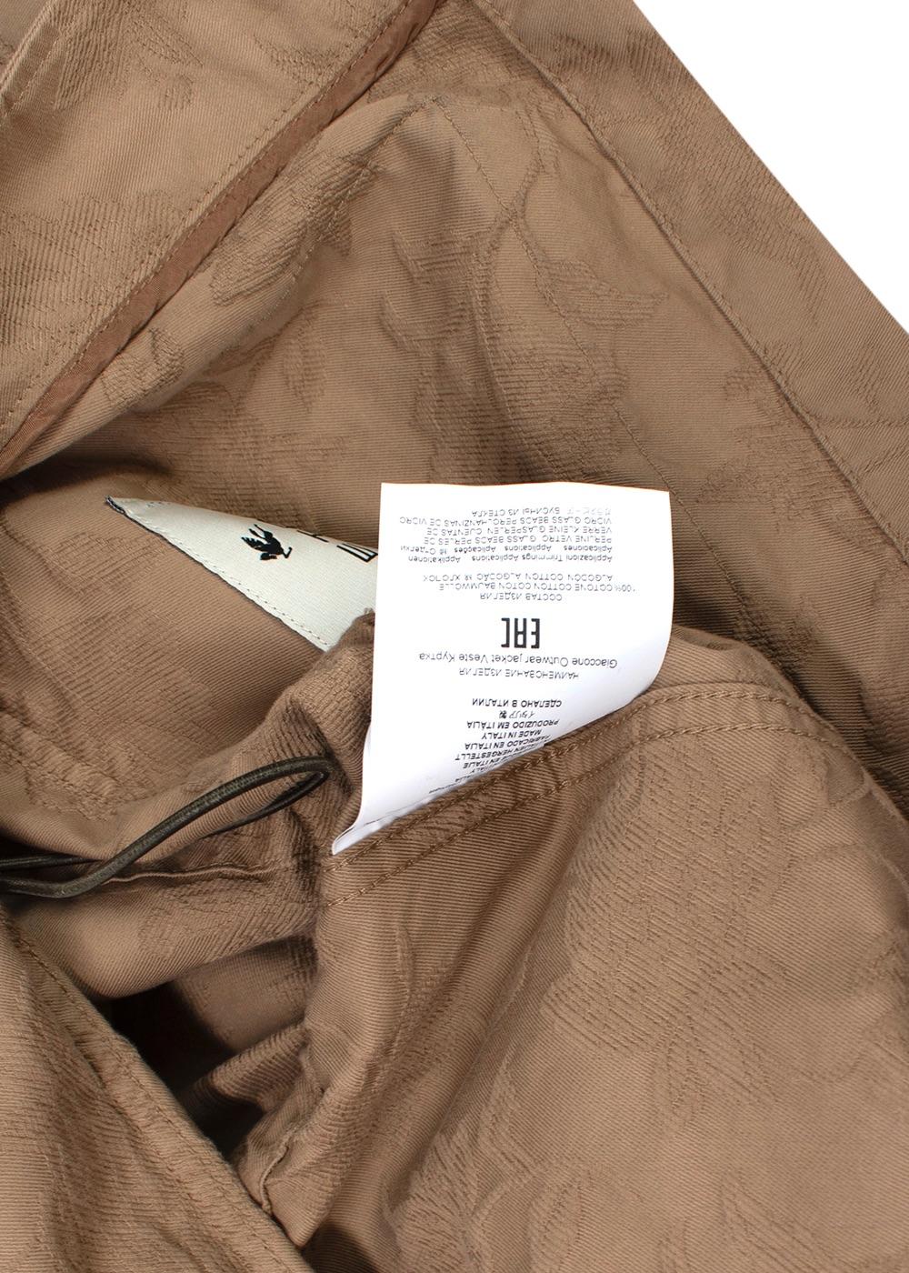 Tan Floral Embroidered Jacquard Jacket