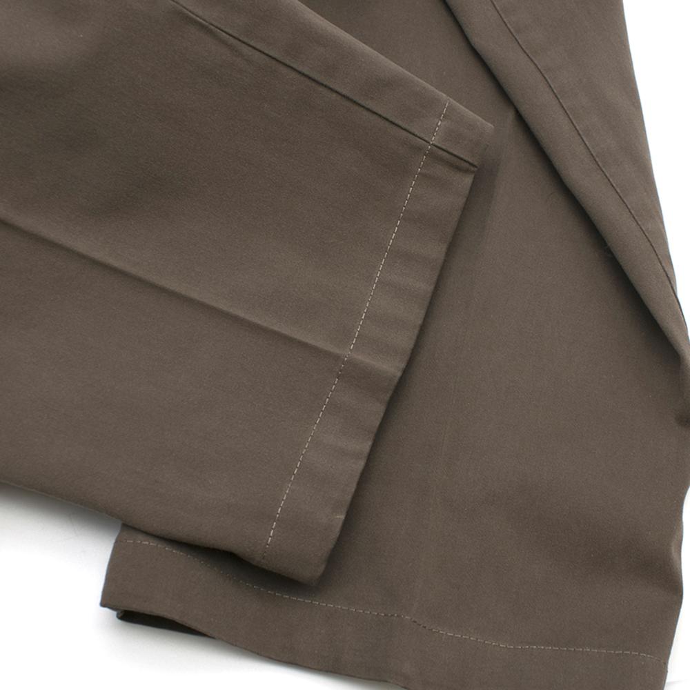 Canali Brown Cotton Straight Leg Trousers