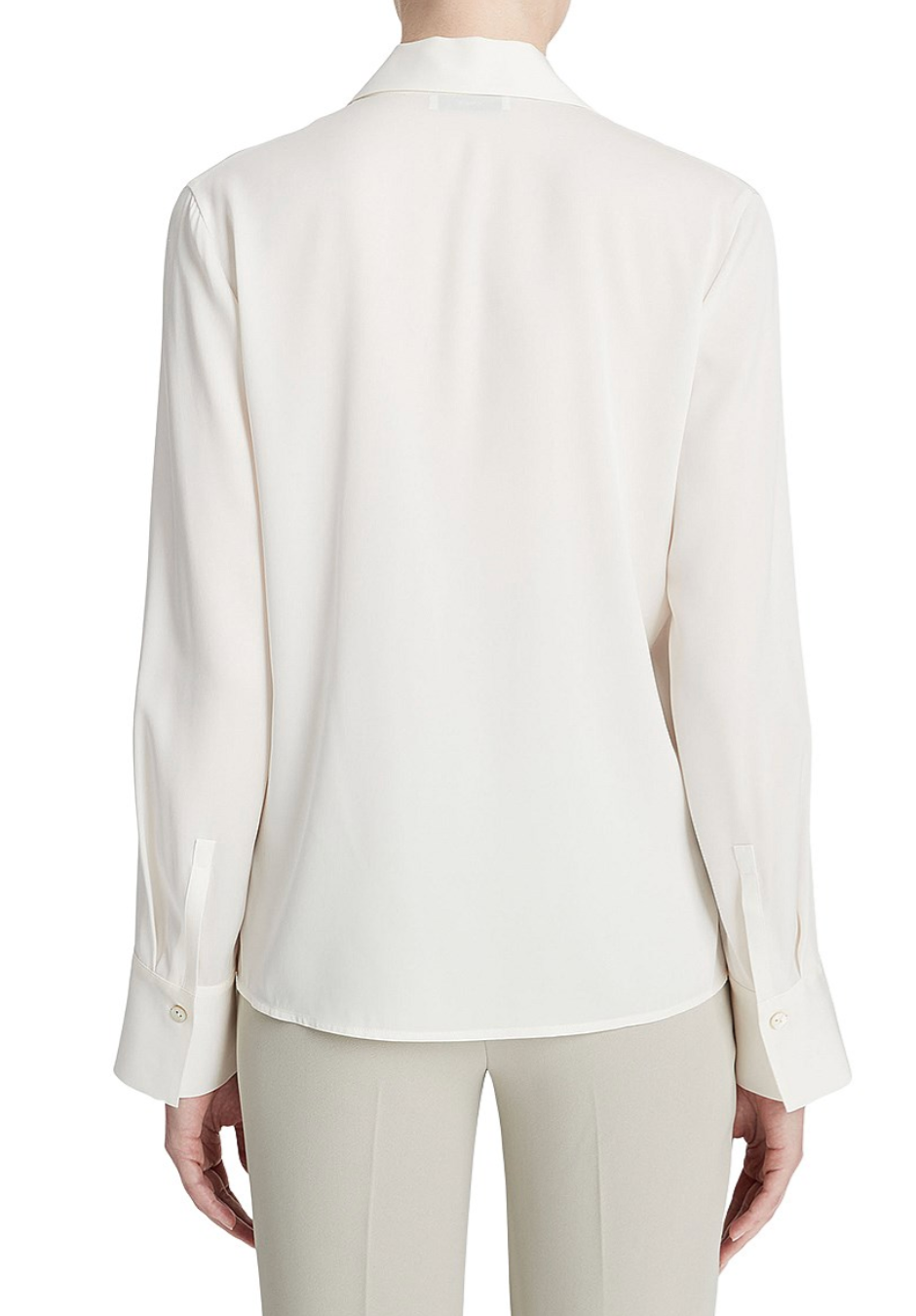Vince Ivory Stretch-Silk Long-Sleeve Polo Shirt