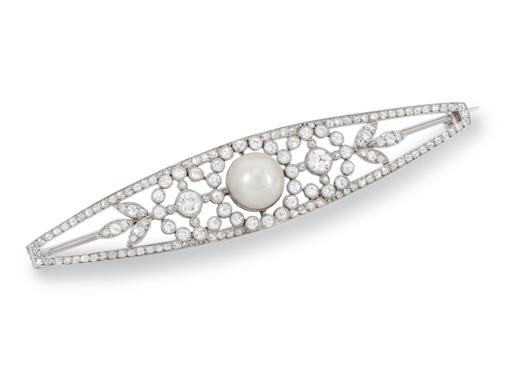 platinum, diamond & pearl brooch