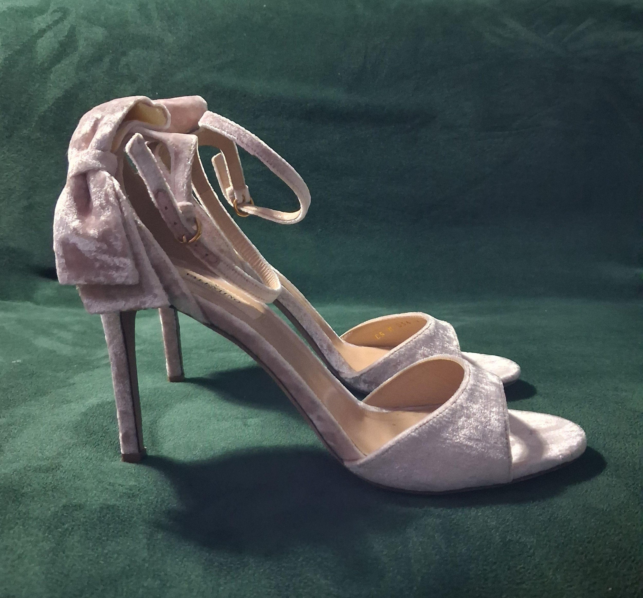Valentino Blush Velvet Heeled Sandals