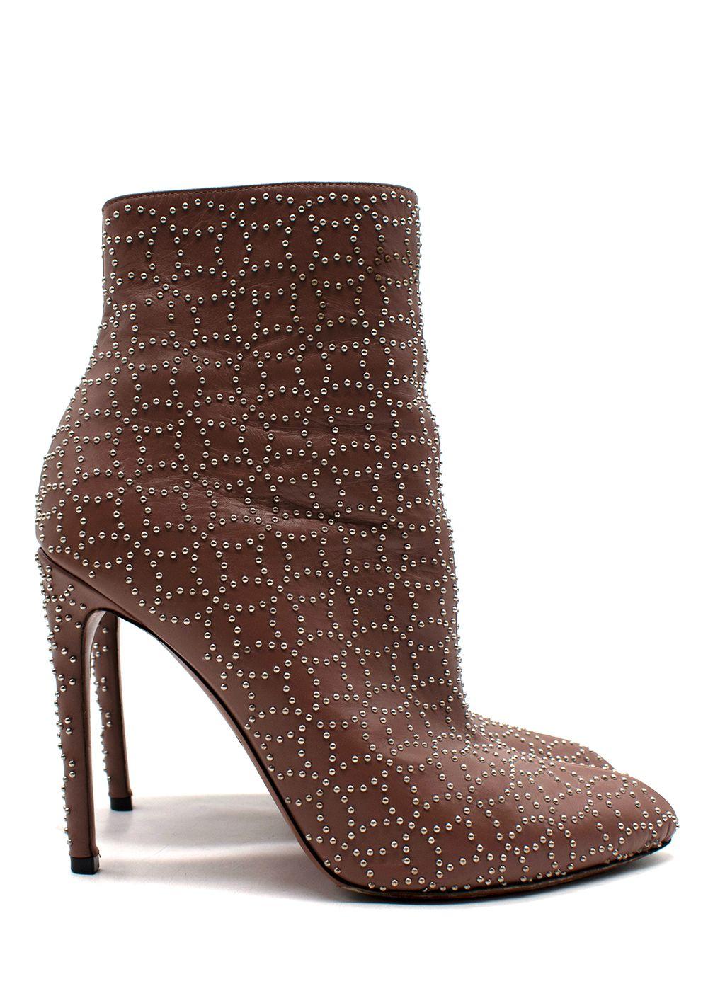 Alaia Nude Studded Stiletto Ankle Boots