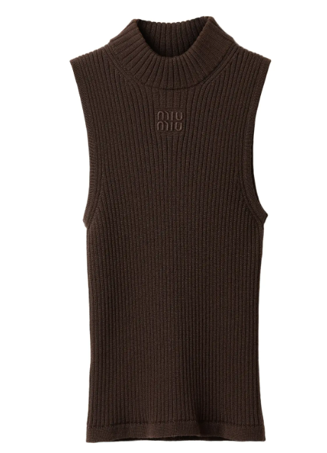 Miu Miu Ribbed Knit Wool Turtleneck Top