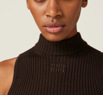 Miu Miu Ribbed Knit Wool Turtleneck Top