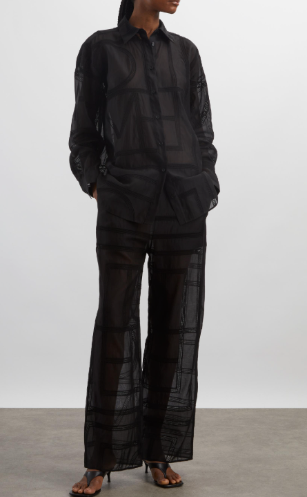 Toteme Black Monogram Crochet PJ Bottoms