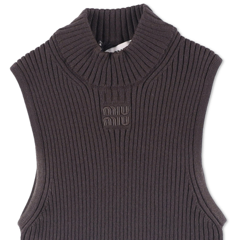 Miu Miu Ribbed Knit Wool Turtleneck Top