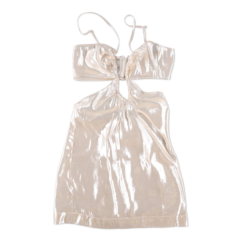 Nensi Dojaka Metallic V-neck Silk-blend Mini Dress